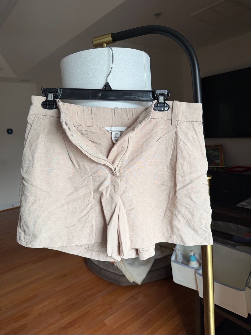 H&M Light Pink High Waist Cotton Blend Shorts